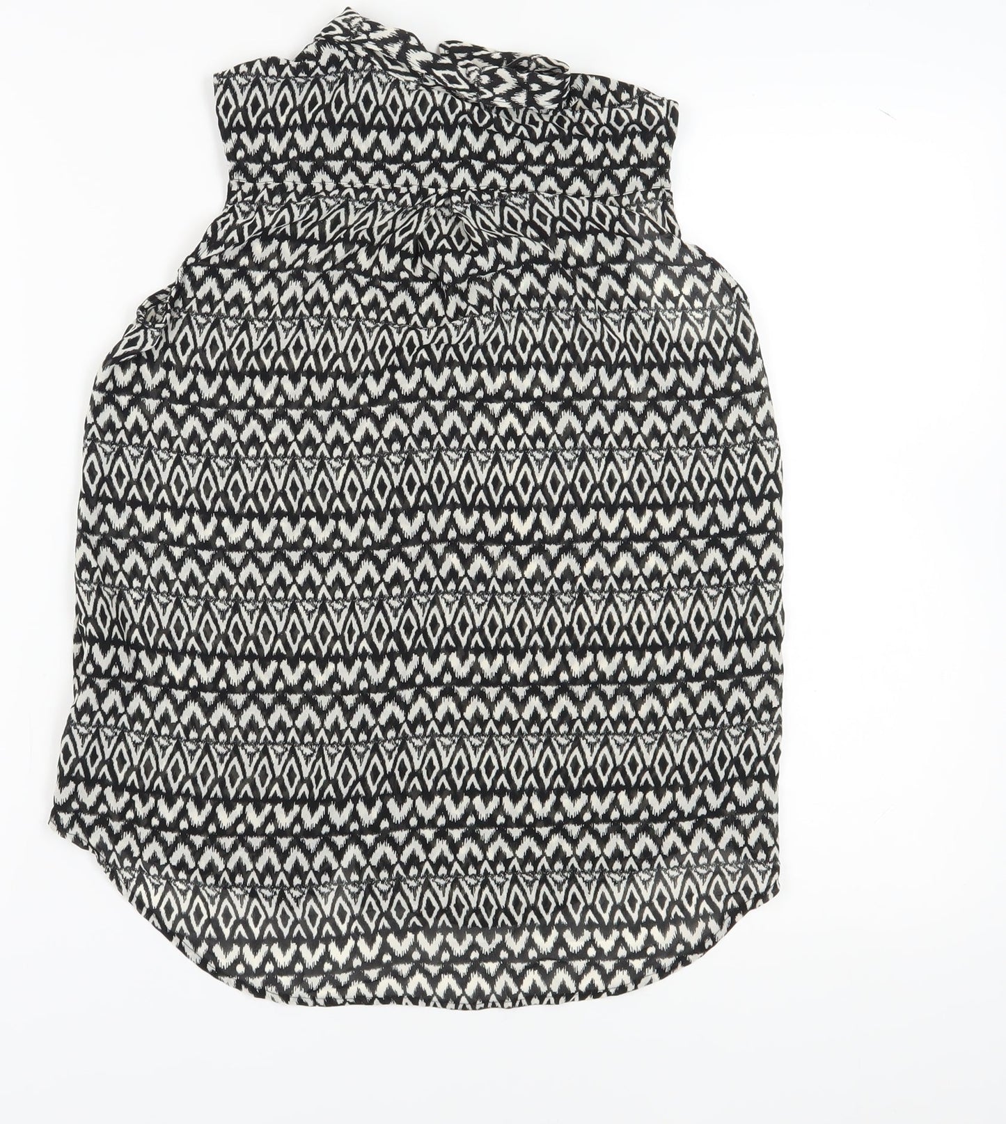 H&M Women Black Geometric Sleeveless Button-Up Top