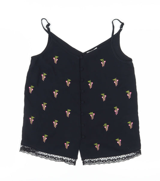Warehouse Women's Black Camisole with Embroidery Size 10