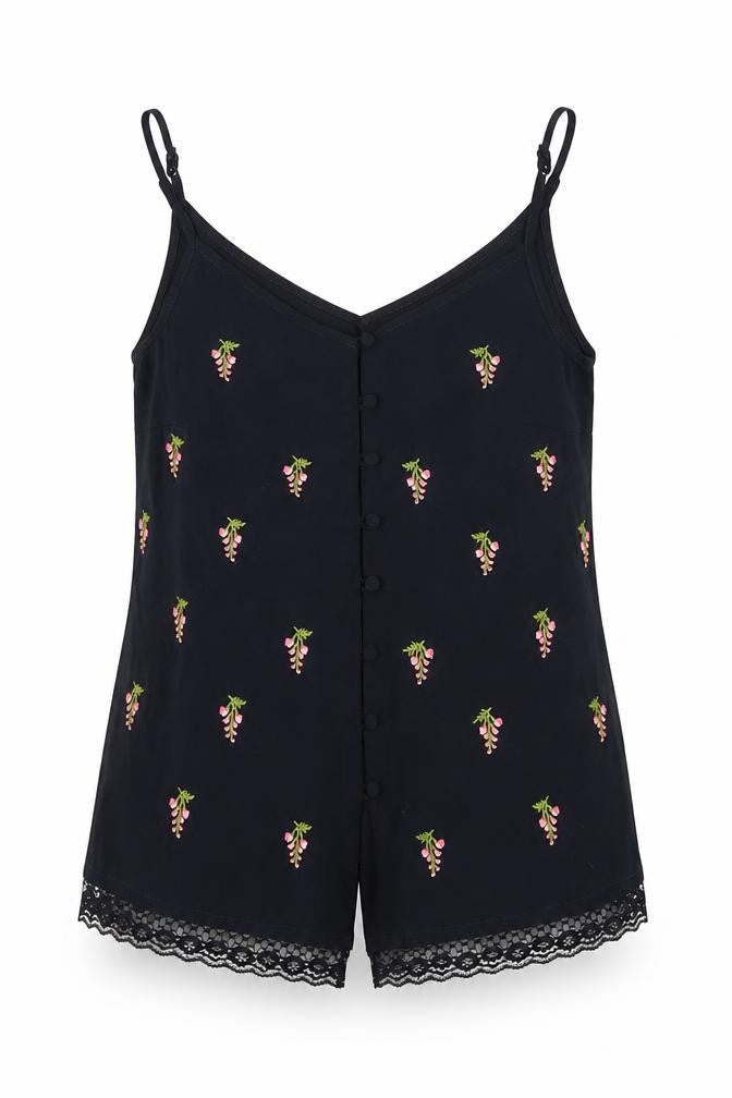 Warehouse Women's Black Camisole with Embroidery Size 10