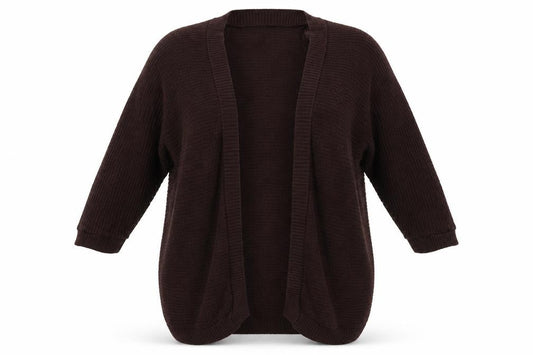 Boohoo Women's Brown Cardigan S/M 3/4 Sleeve Acrylic