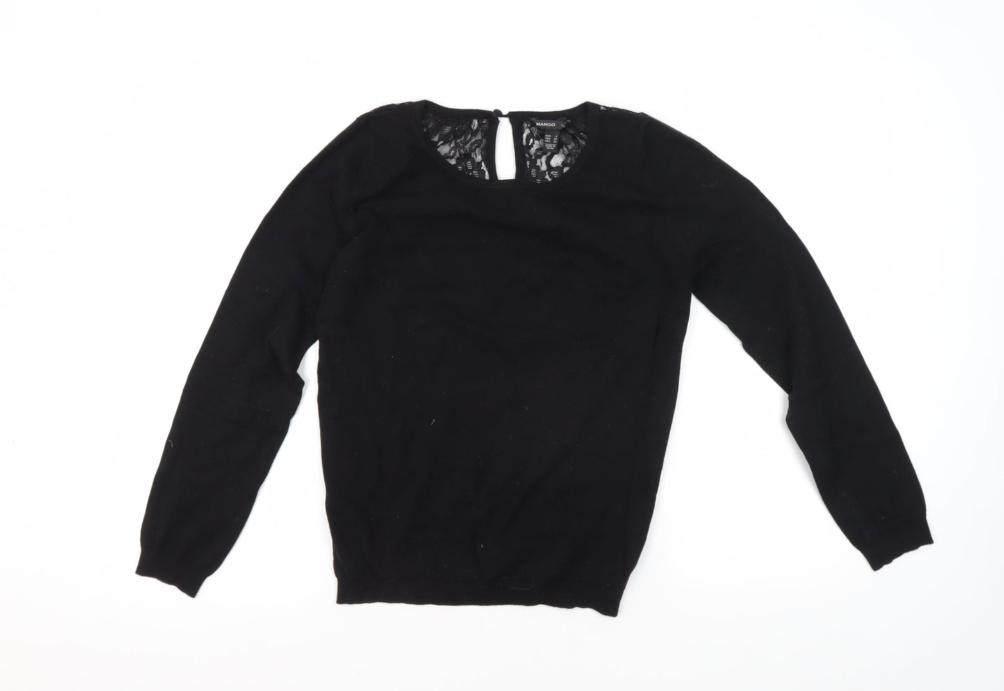 Mango Women's Black Long Sleeve Lace Blouse S