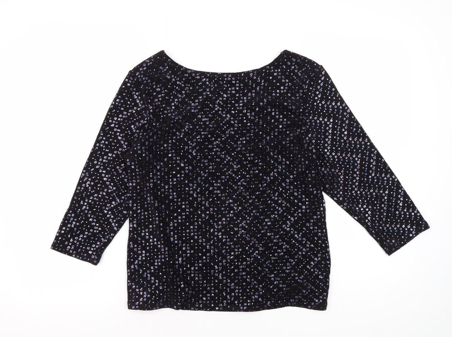 Cleo Women's Black Geometric 3/4 Sleeve Blouse M