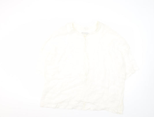 CR Nature Women's White Linen Top Size 10