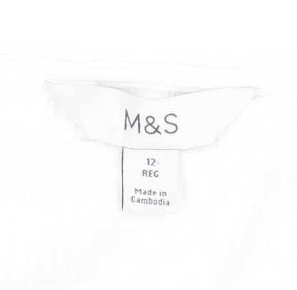 Preloved Marks and Spencer White Women's Top Size 12 - Label