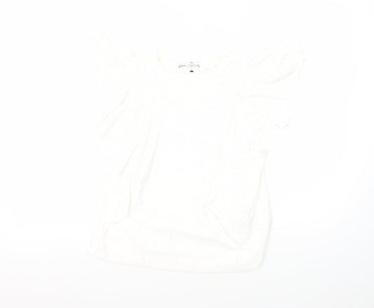 Zara Women's White Polka Dot Blouse, Size S