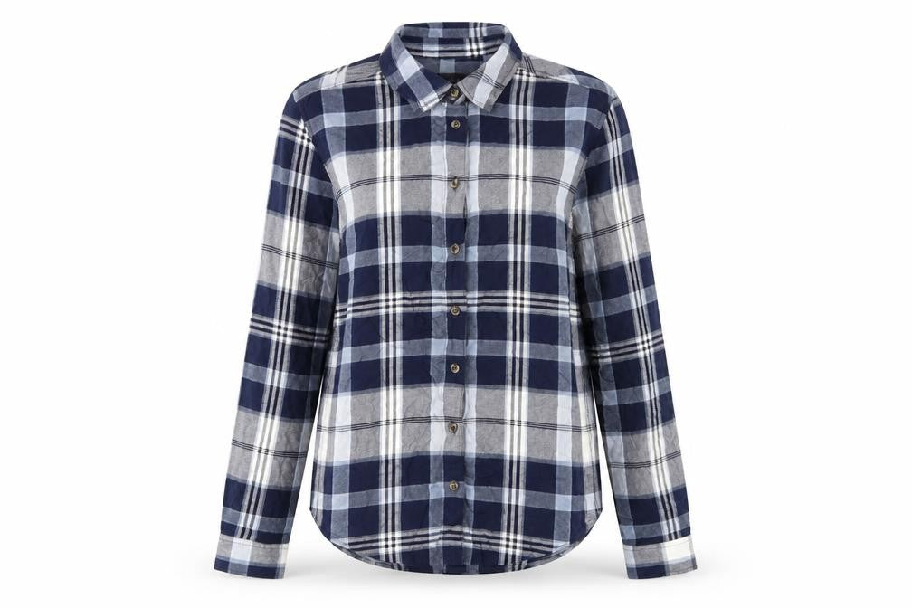 Marks & Spencer Women's Blue Plaid Button-Up Shirt Size 8
