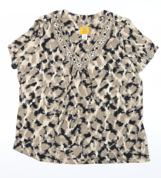 Ruby Rd. Women's Beige Animal Print T-Shirt