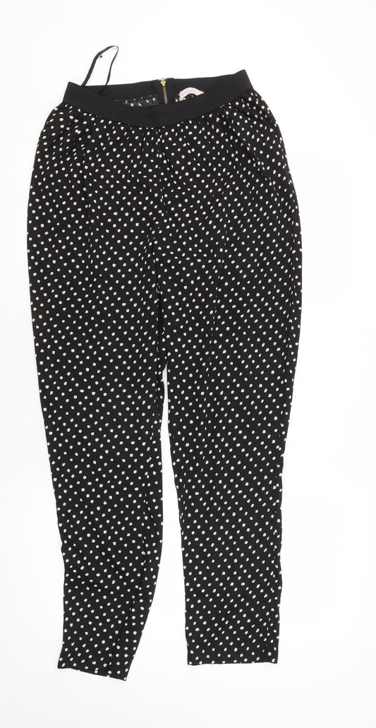 Brave Soul Women's Black Polka Dot Cropped Tapered Trousers M