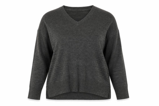 Front view of Principles Women's Grey V-Neck Jumper, size 16