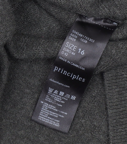 Close-up detail of Principles Women's Grey V-Neck Jumper, size 16