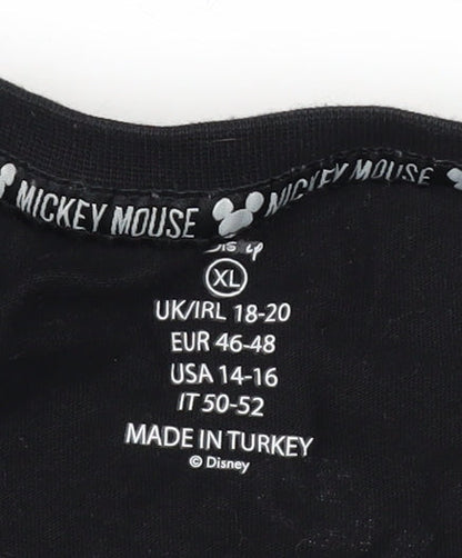 Preloved Disney Women's Black XL Mickey Mouse T-Shirt - Detail