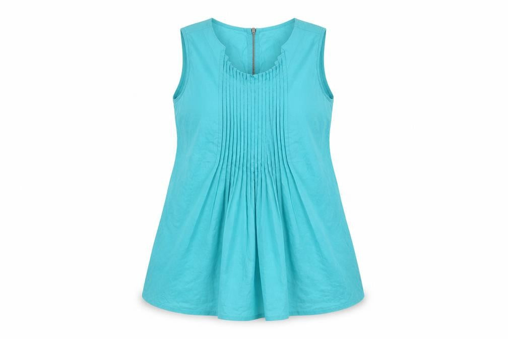 Oasis Women's Blue Sleeveless Tunic Blouse Size 10