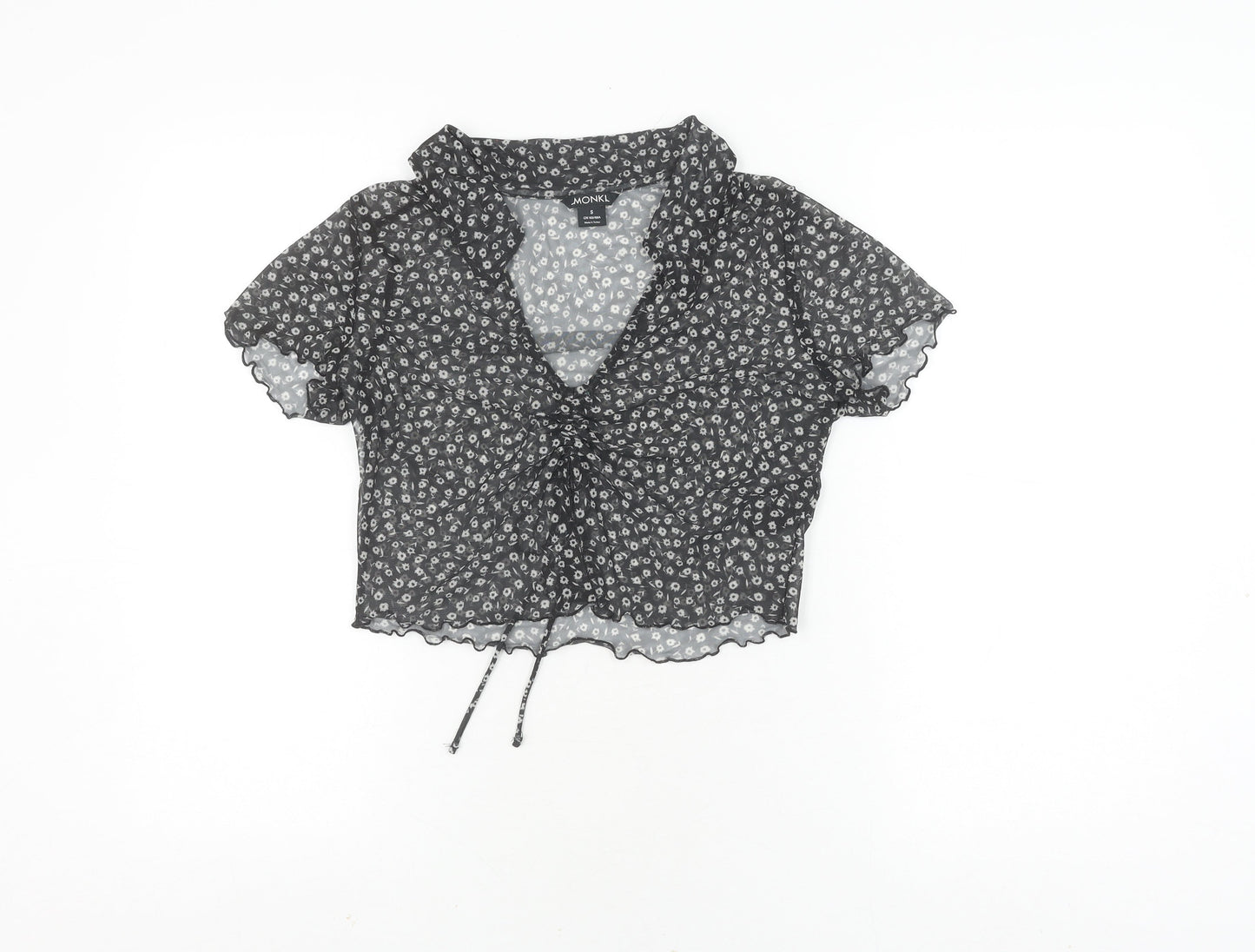 Monki Women's Black Cropped Blouse, Size S