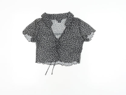 Monki Women's Black Cropped Blouse, Size S