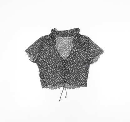 Monki Women's Black Cropped Blouse, Size S