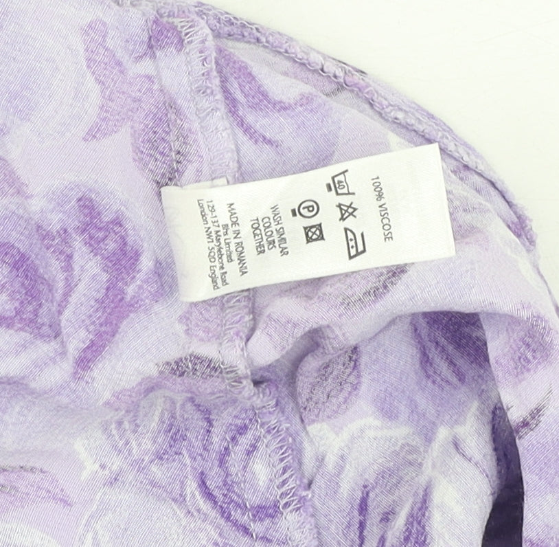 BHS Women's Purple Floral Knee Length Skirt Size 20