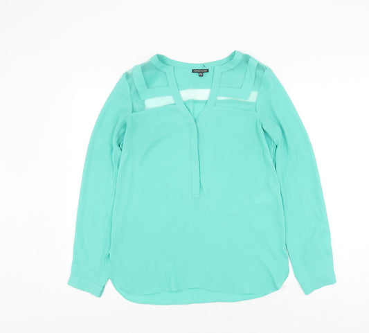 Warehouse Women's Green V-Neck Blouse Size 8