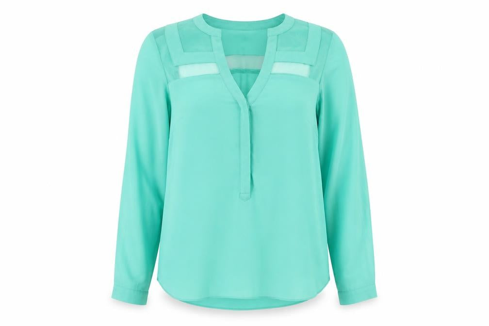 Warehouse Women's Green V-Neck Blouse Size 8