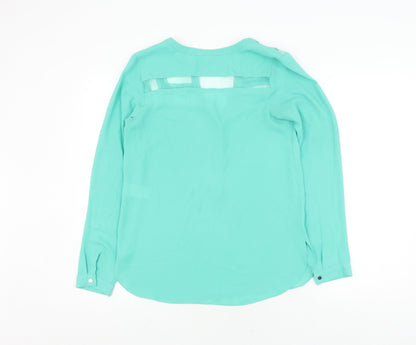 Warehouse Women's Green V-Neck Blouse Size 8