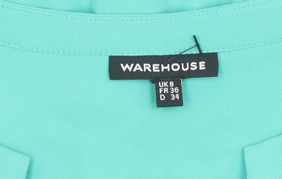 Warehouse Women's Green V-Neck Blouse Size 8