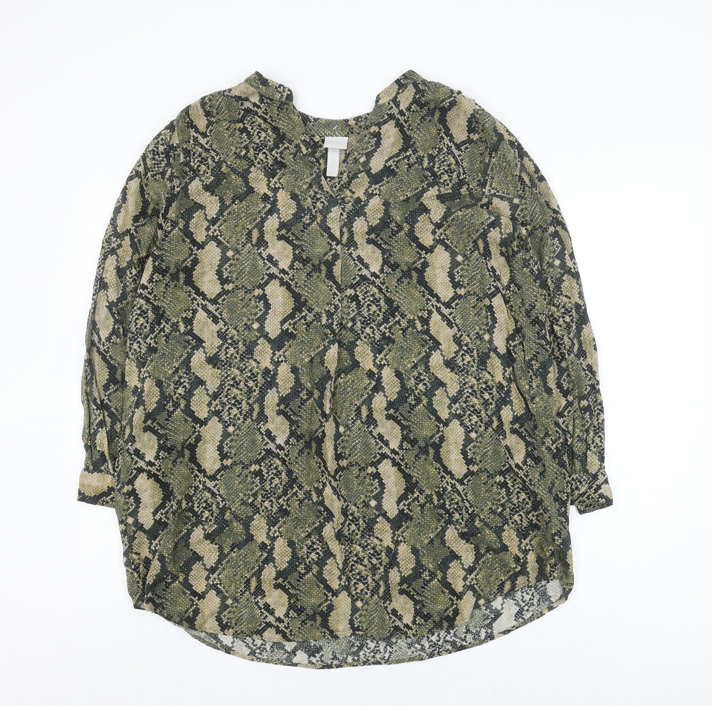 H&M Women's Green Animal Print Blouse Size 12