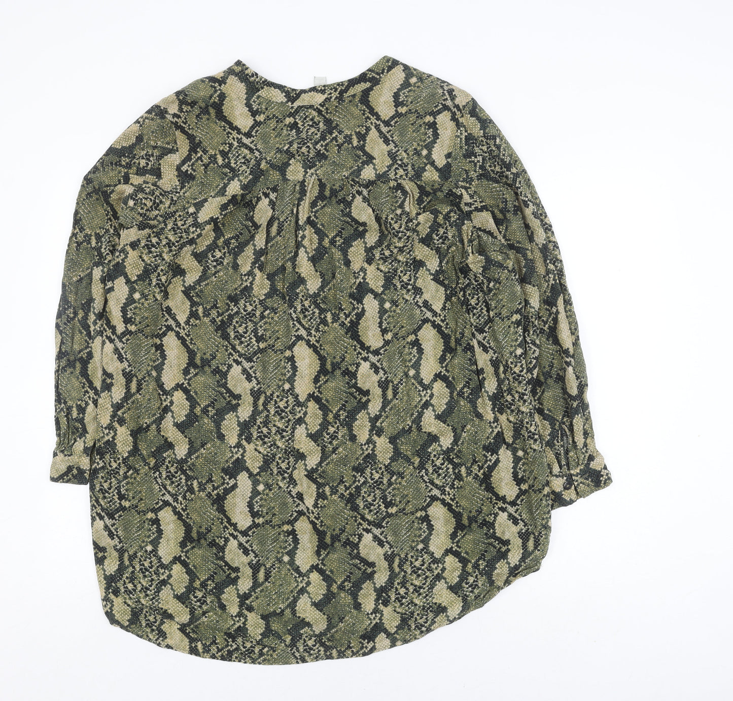 H&M Women's Green Animal Print Blouse Size 12