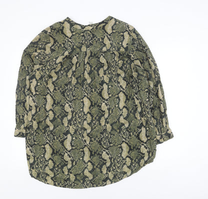 H&M Women's Green Animal Print Blouse Size 12