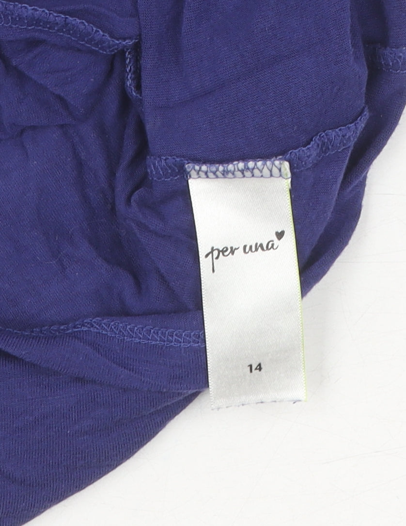 Marks and Spencer Women's Blue Striped T-Shirt