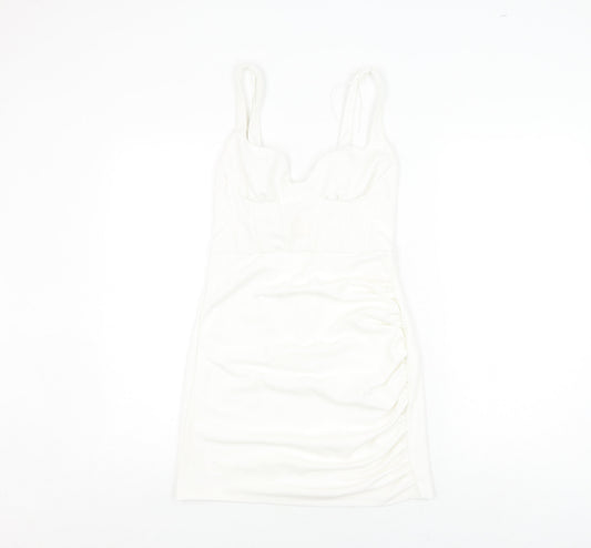 Zara Women White Bodycon Dress Size 12 Party