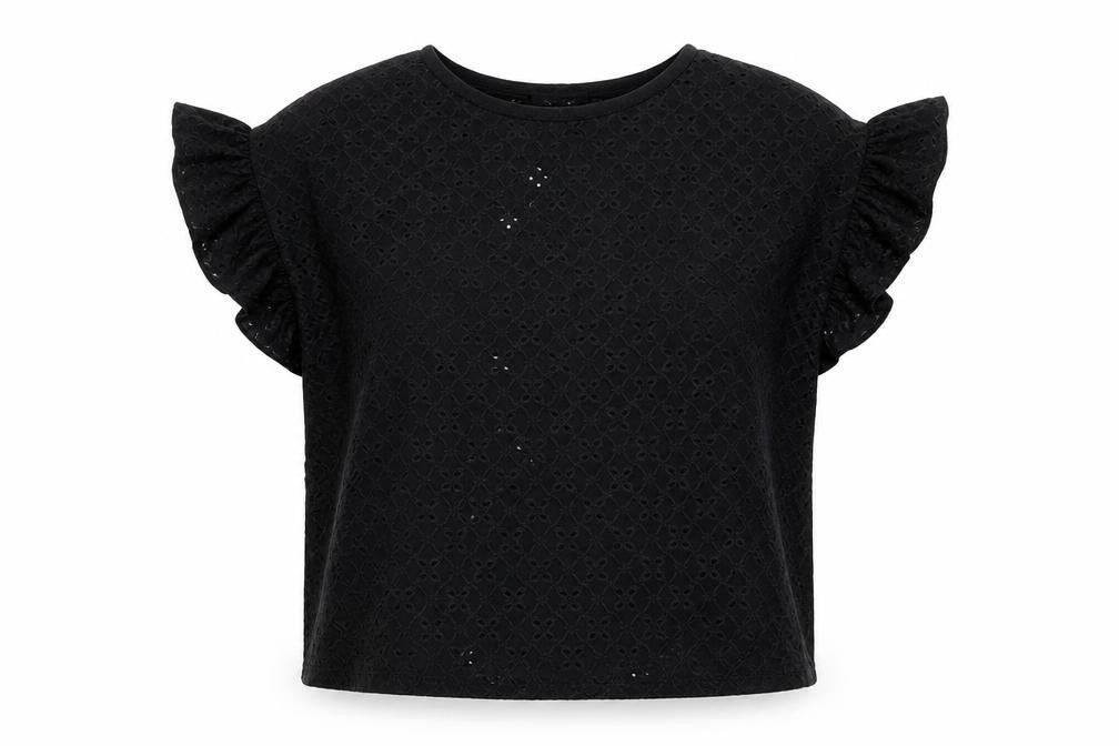 New Look Women's Black Blouse, Size 8, Flutter Sleeve