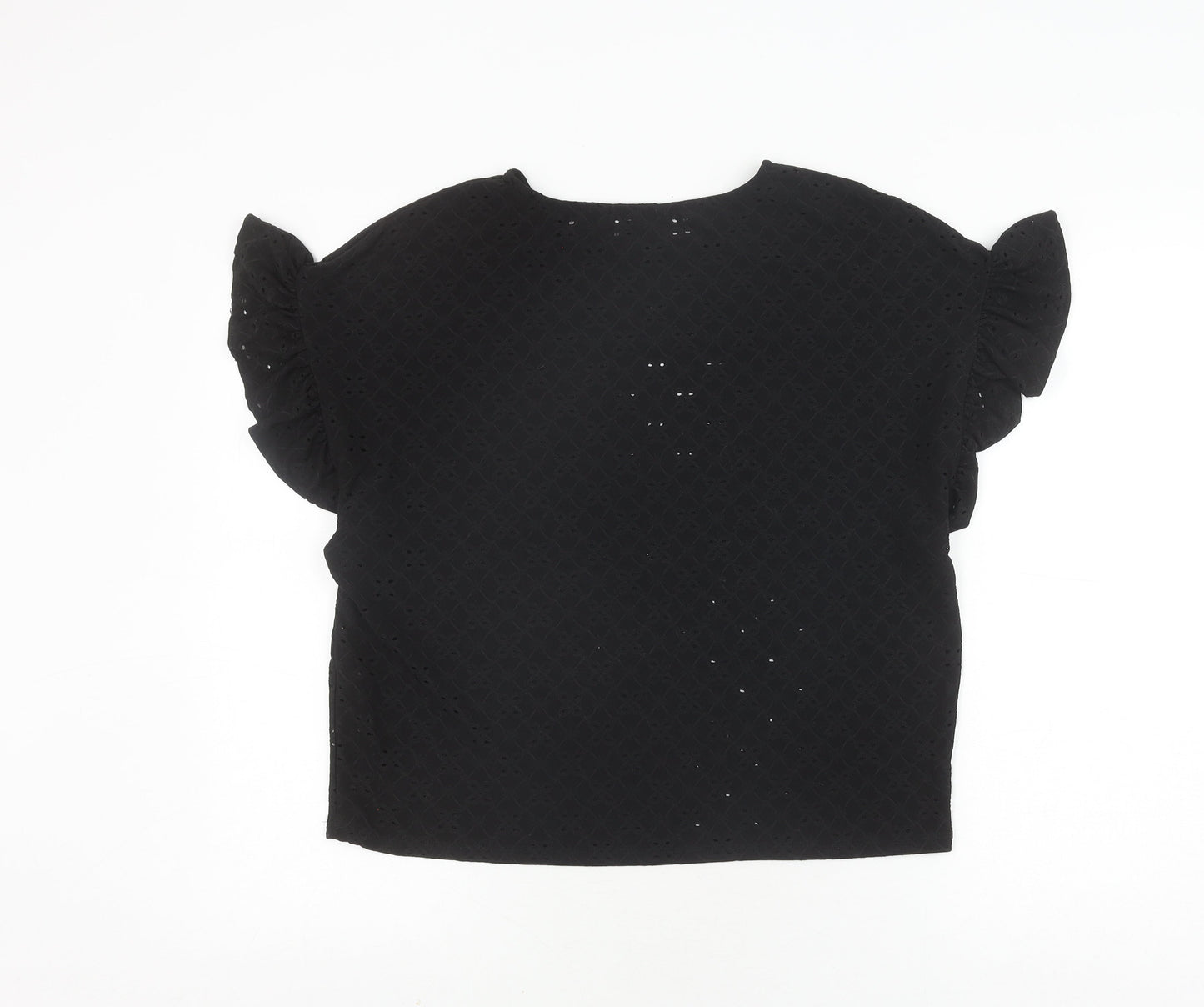 New Look Women's Black Blouse, Size 8, Flutter Sleeve