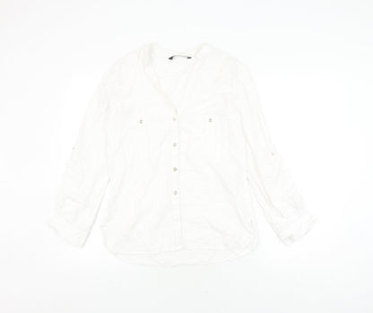 Zara Women's White Button-Up Shirt XS
