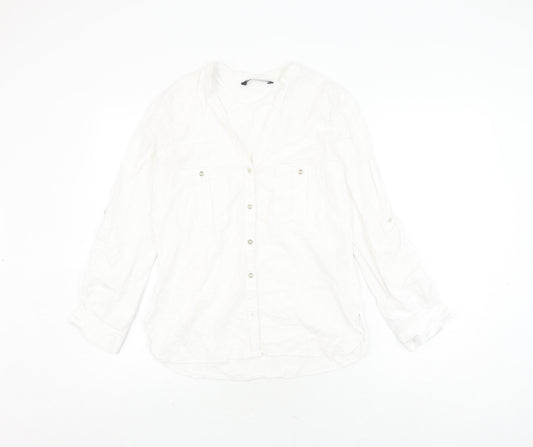 Zara Women's White Button-Up Shirt XS