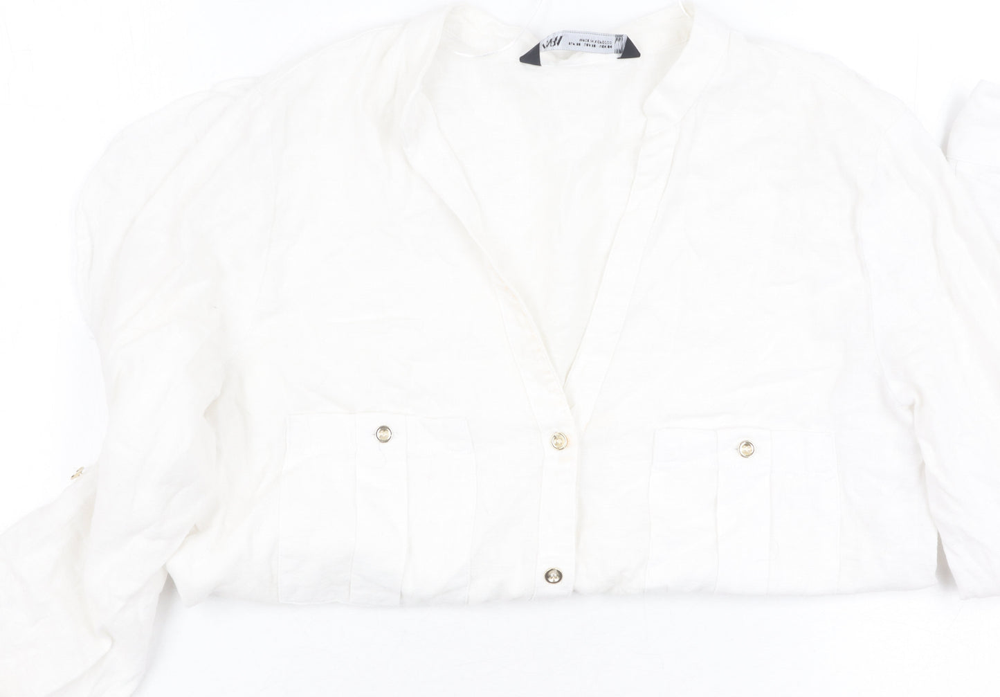 Zara Women's White Button-Up Shirt XS