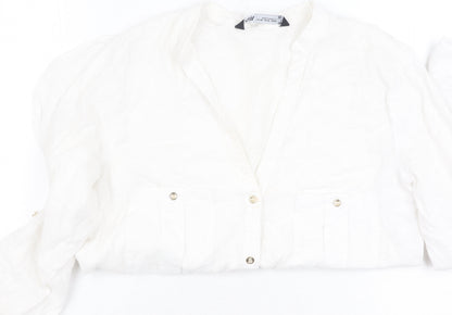 Zara Women's White Button-Up Shirt XS