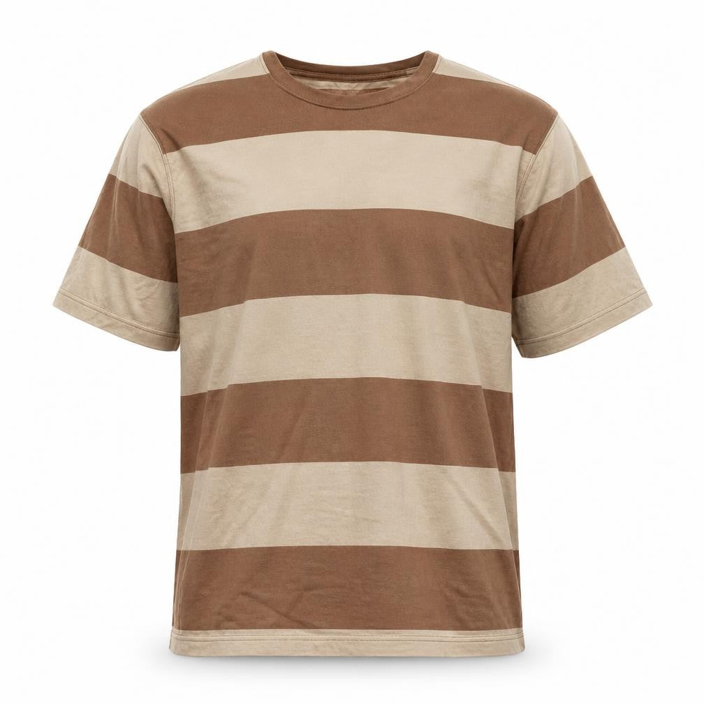 Lands' End Men's Beige Brown Striped XL T-Shirt
