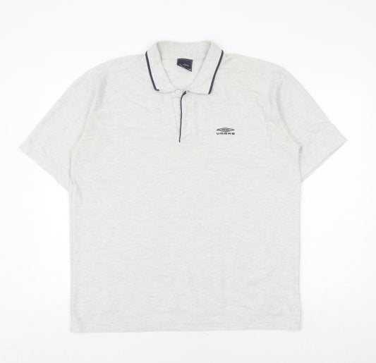 Umbro Men's Grey Polo Shirt XL Short Sleeve Logo