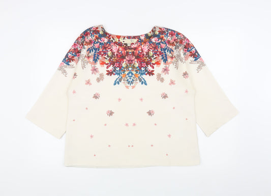 Yumi Casual Multicoloured Floral Blouse UK 14 3/4 Sleeve
