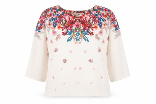 Yumi Casual Multicoloured Floral Blouse UK 14 3/4 Sleeve