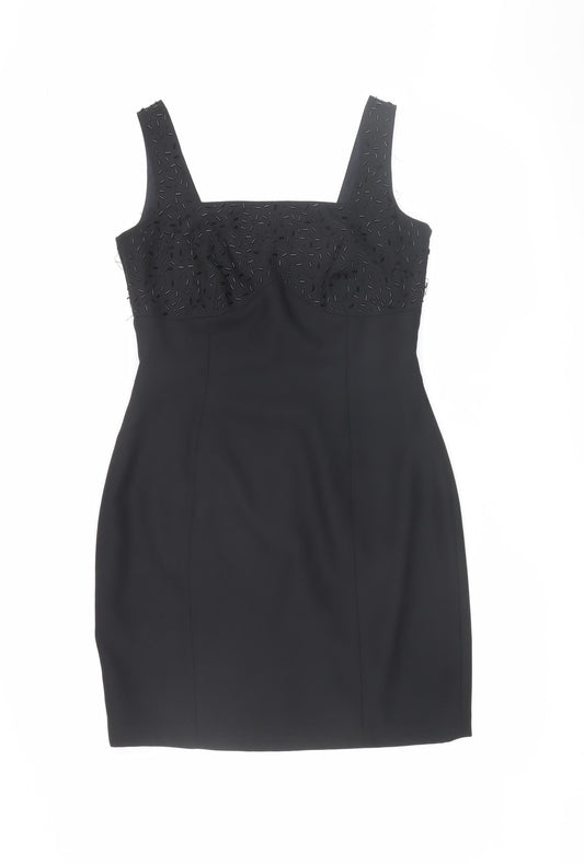 Principles Petite Black Sheath Dress, 12, Beaded, Party, Women's
