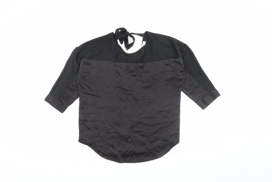 Oasis Women's Black 3/4 Sleeve Boat Neck Blouse