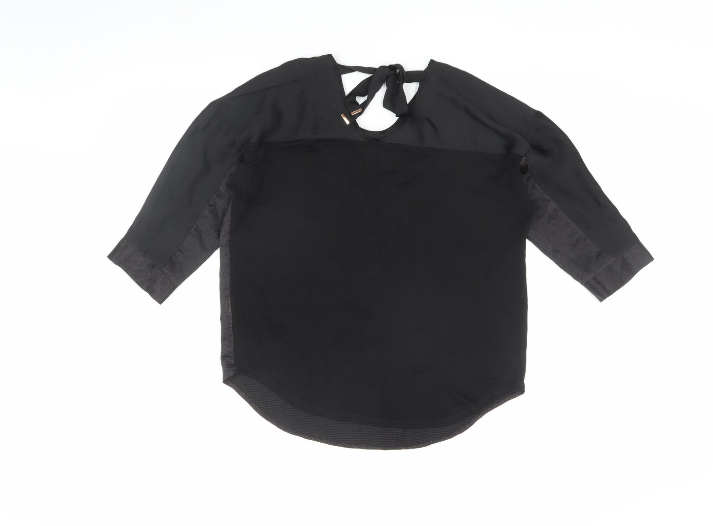 Oasis Women's Black 3/4 Sleeve Boat Neck Blouse