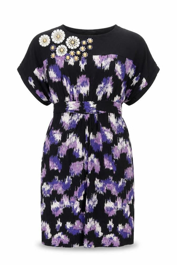 Monsoon Women's Black Purple Shift Dress Size 8