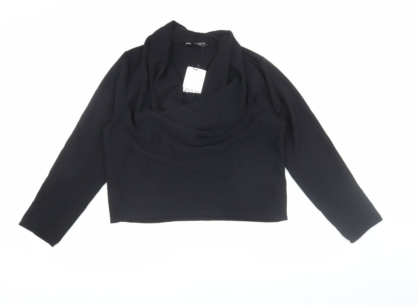Zara Women's Black Cowl Neck Blouse L