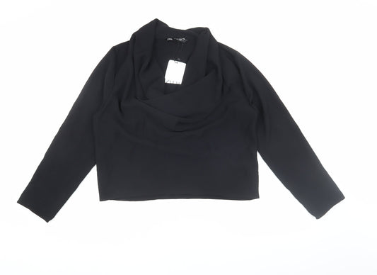 Zara Women's Black Cowl Neck Blouse L