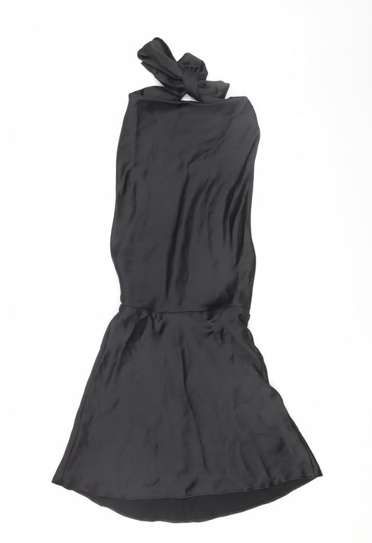 Zara Women's Black XS Sheath Dress, Halter Neck, Elegant