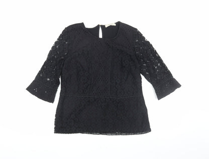 Oasis Black Lace Tunic Blouse, Women, Medium