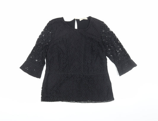 Oasis Black Lace Tunic Blouse, Women, Medium
