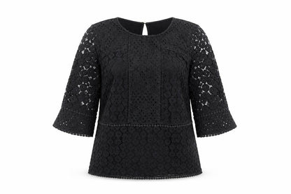 Oasis Black Lace Tunic Blouse, Women, Medium