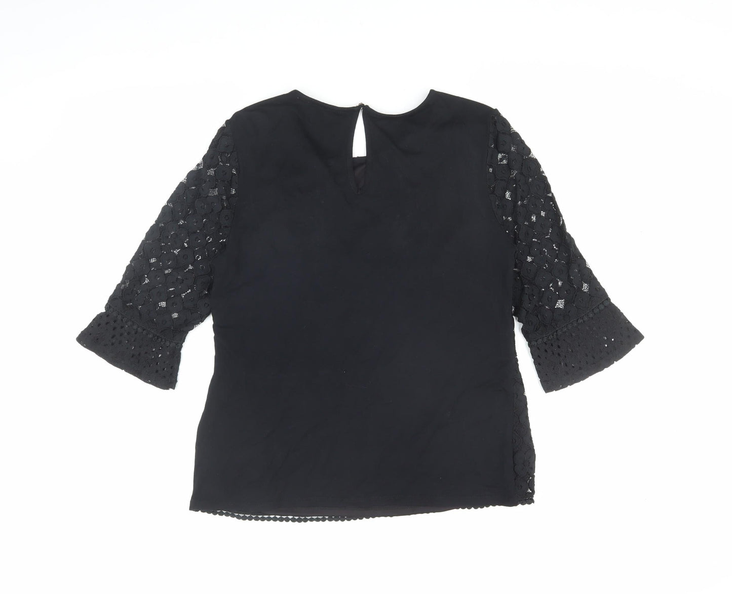 Oasis Black Lace Tunic Blouse, Women, Medium